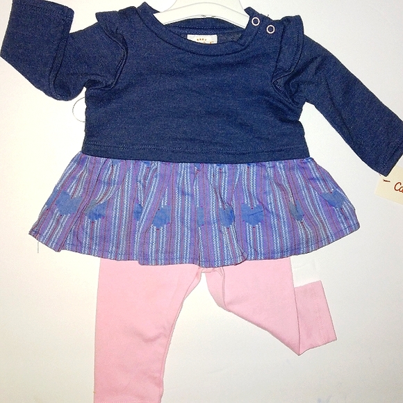 NWT Cat & Jack Newborn Girls Sweet 2pc Twofer Tunic & Leggings Set☆0-3 Months - Picture 7 of 16